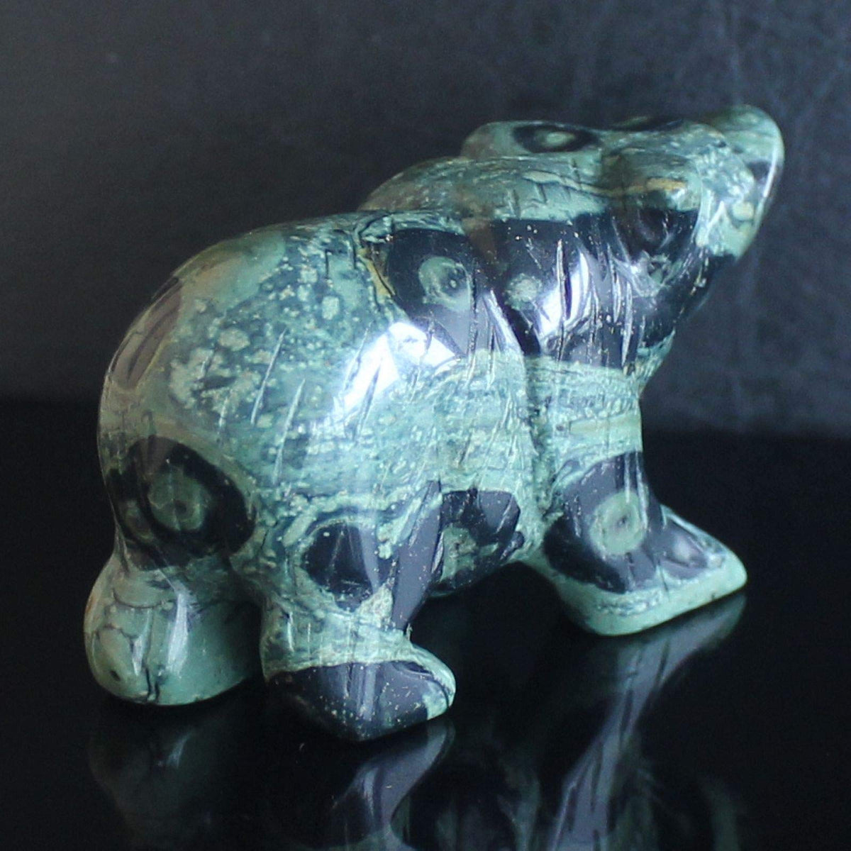 2'' Hand Carved Mixed gemstome Crystal Bear Figurine Animal Carving (kambaba Jasper)