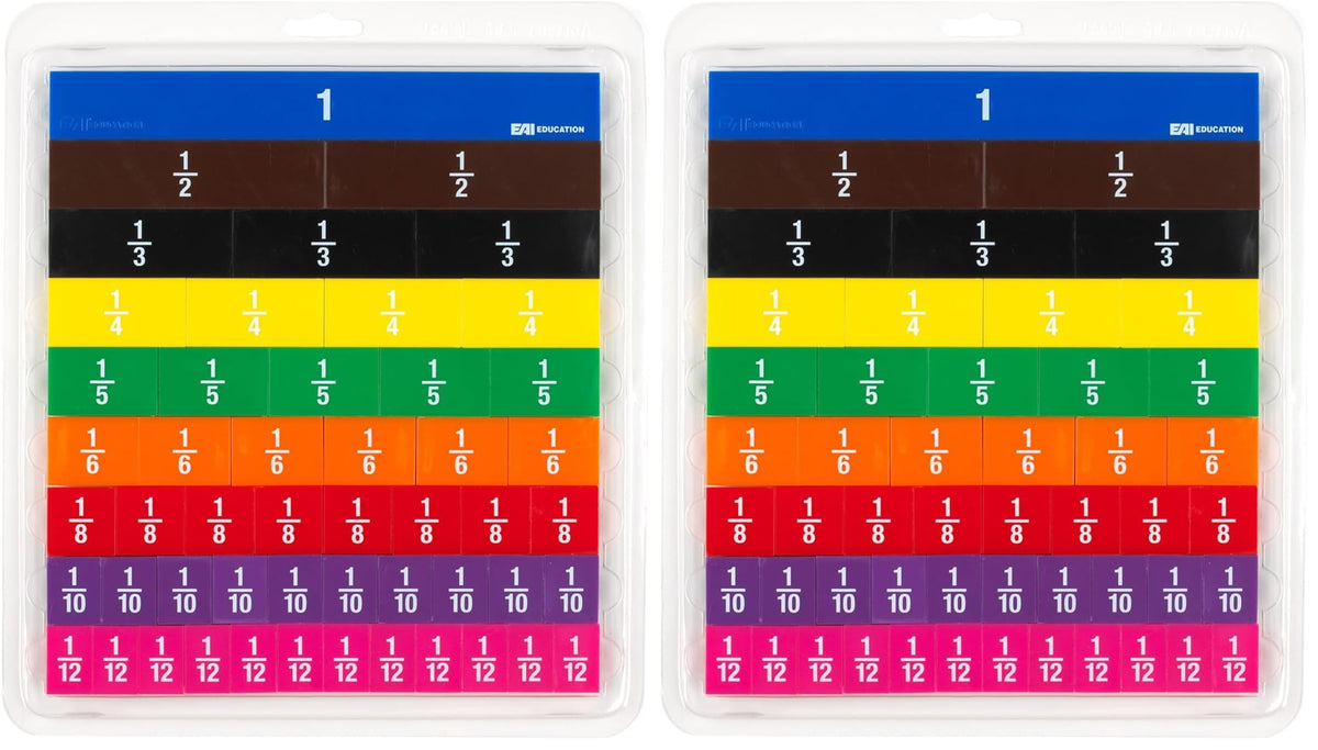 EAI Education Fraction Tiles with Tray: Numbered - Set of 51 (Pack of 2)