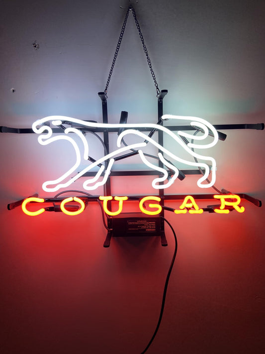 Neon Signs Beer Bar Cougars Lion Neon Light Glass Man Cave Garage Neon Light Sign for Pub Party Home Room Wall Decor Handmade Visual Artwork Gifts