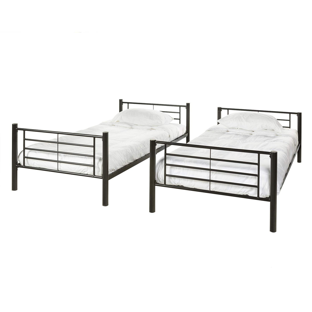 Walker Edison Elodie Urban Industrial Twin Over Twin Metal Bunk Bed, Twin Over Twin, Black