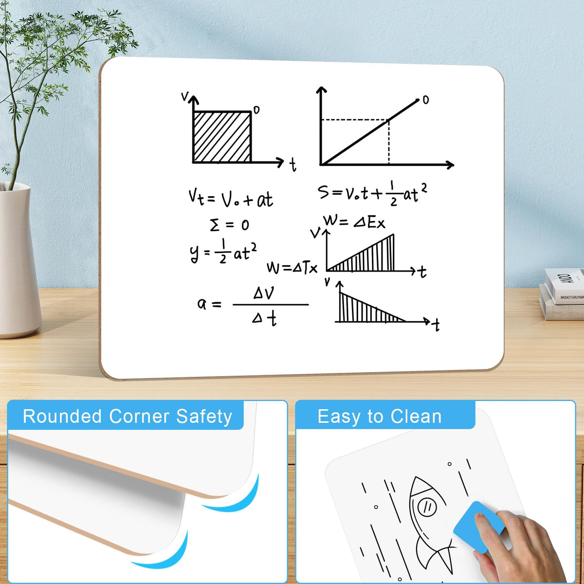 Dry Erase LapBoards, PANDRI 6 Pack Double Sided 12.5 x 9 Inch Whiteboards with 6 Erasers, Dry Erase Boards for Office Students Classroom Teacher Supplies