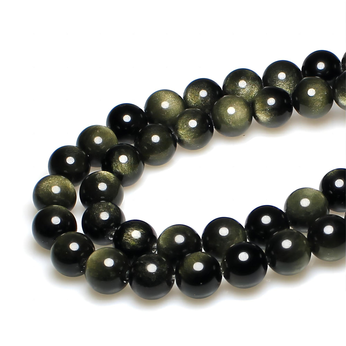 MJDCB 5A Natural Stone Beads Gold Obsidian Round Loose Beads for Jewelry Making DIY Bracelet Necklace (10mm).