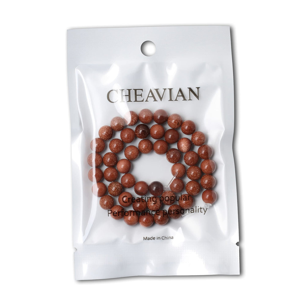 CHEAVIAN 45PCS 8mm Gold Sandstone Gemstone Round Loose Beads for Jewelry Making 1 Strand 15"