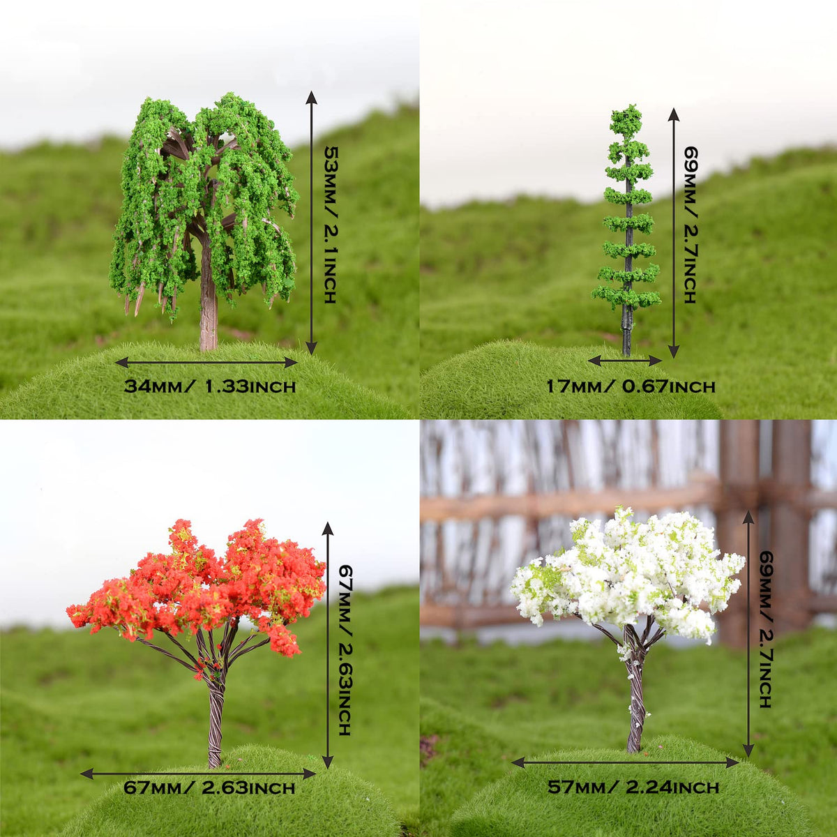 Cayway 26 PCS Outdoor Fairy Garden Miniatures Mini Zen Garden Accessories, Artificial Grass, Model Trees, Terrarium Ornaments, Dollhouse Supplies, Bonsai Decorative Craft Tools Kit