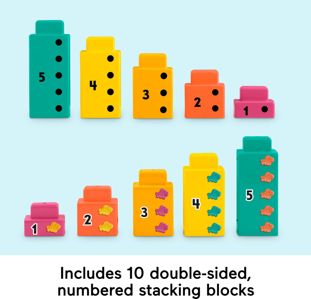 Fisher-Price Preschool Learning Toy Adding Alligator Counting Activity with 10 Stacking Blocks for Kids Ages 3+ Years