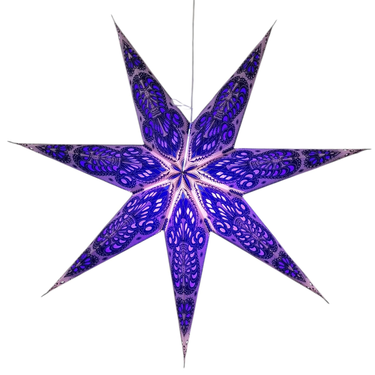 YEPSIO Lantern Lampshade Paper Star Light Shades Large 60cm Hanging Decorations for Christmas Wedding Home Decoration Birthday Party Foldable 7 Pointed Star (Purple)