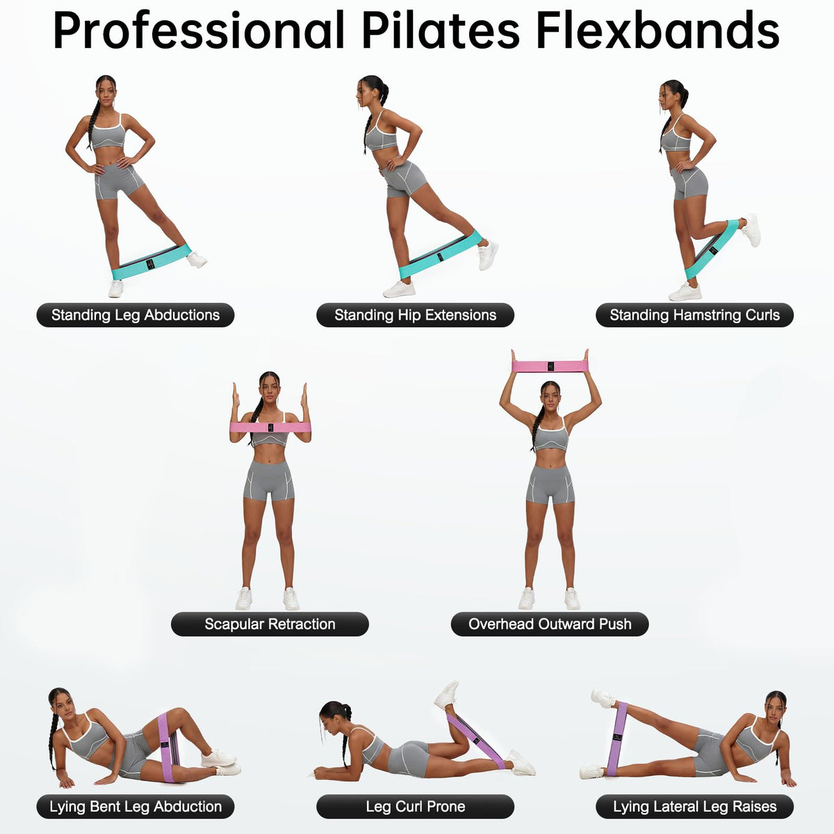 Renoj Resistance Bands for Working Out: 3-Set Professional Exercise Bands for Pilates, Yoga, Home Gym, Booty, Leg Training | Heavy/Medium/Light Fabric Loops for Women Men