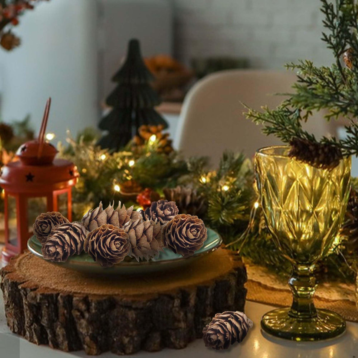Deloky 150 Pcs Christmas Natural Mini Pine Cones- 2CM Thanksgiving Small Pinecones Ornaments Vase Fillers for DIY Crafts, Home Decorations, Fall and Christmas, Wedding Decor