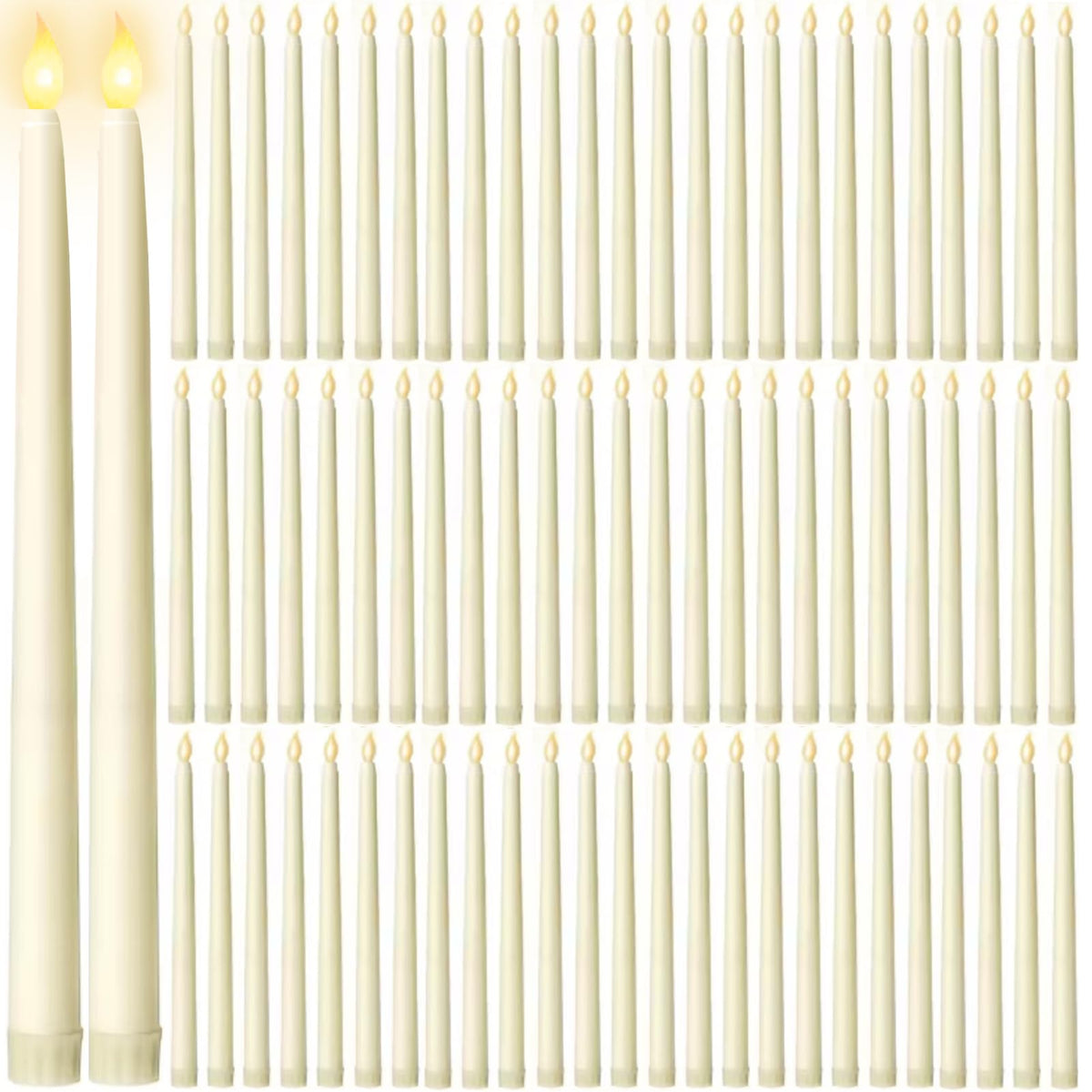 Jaoruizer 100Pcs Flameless Taper Candles Bulk,11in Battery Operated LED Taper Candles ing Electric Fake Candlesticks for Wedding Christmas Party, (Batteries Not Included)