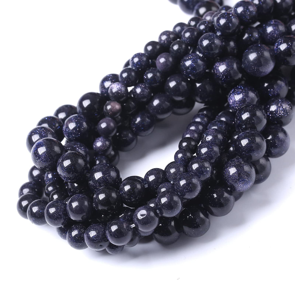 32PCS 12MM Natural Blue Sand Stone Beads Energy Healing Beads for DIY Jewelry Bracelet Necklace Making for Jewelry Making15Inch