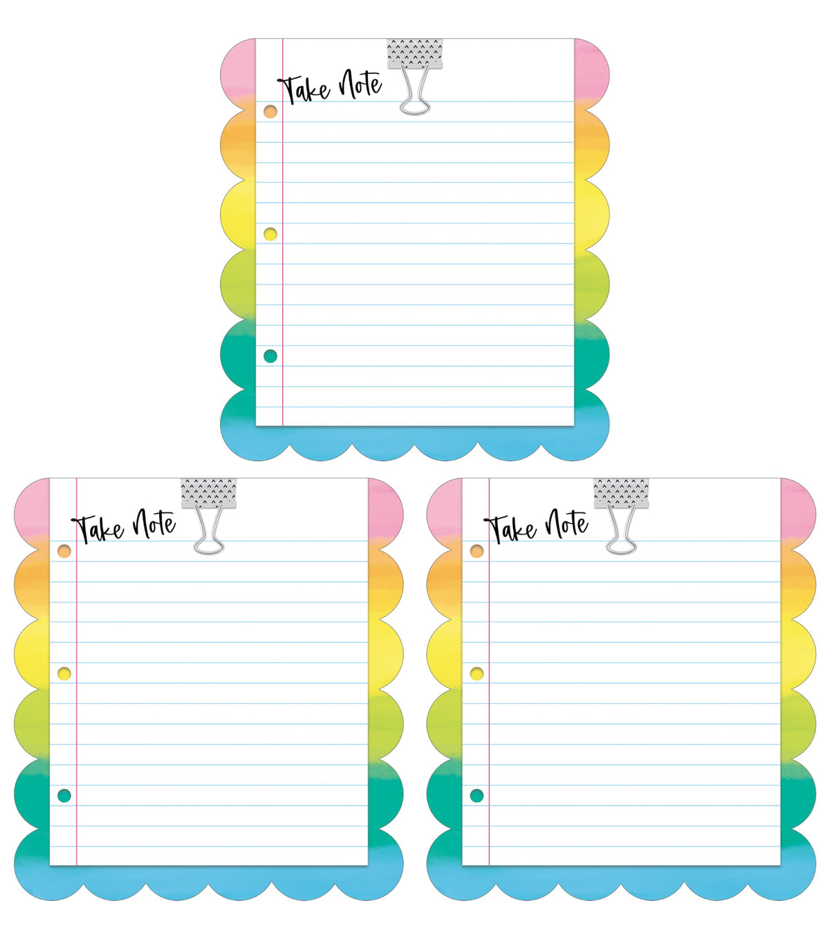 Carson Dellosa Creatively Inspired Notepad 3-Pack, Rainbow Note Pads for Goals, To Do List, Checklist, Notes, and Classroom Organization Stationary, Desk Accessories and Office Supplies