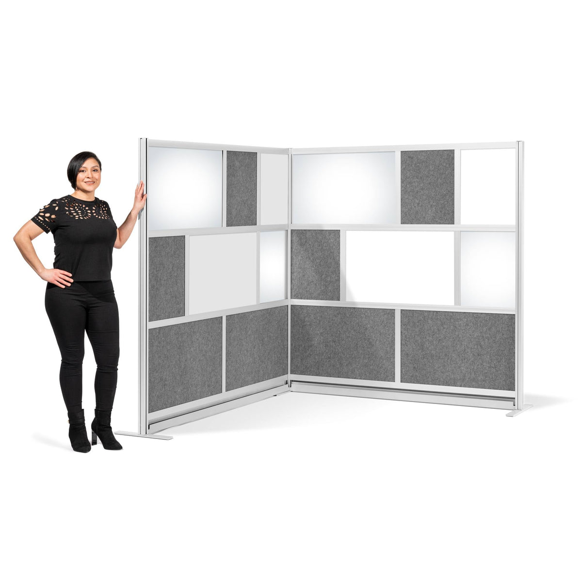 Stand Up Desk Store ReFocus Modular and Expandable Office Partition Wall System (70x70 Starter + 70x70 Extension)