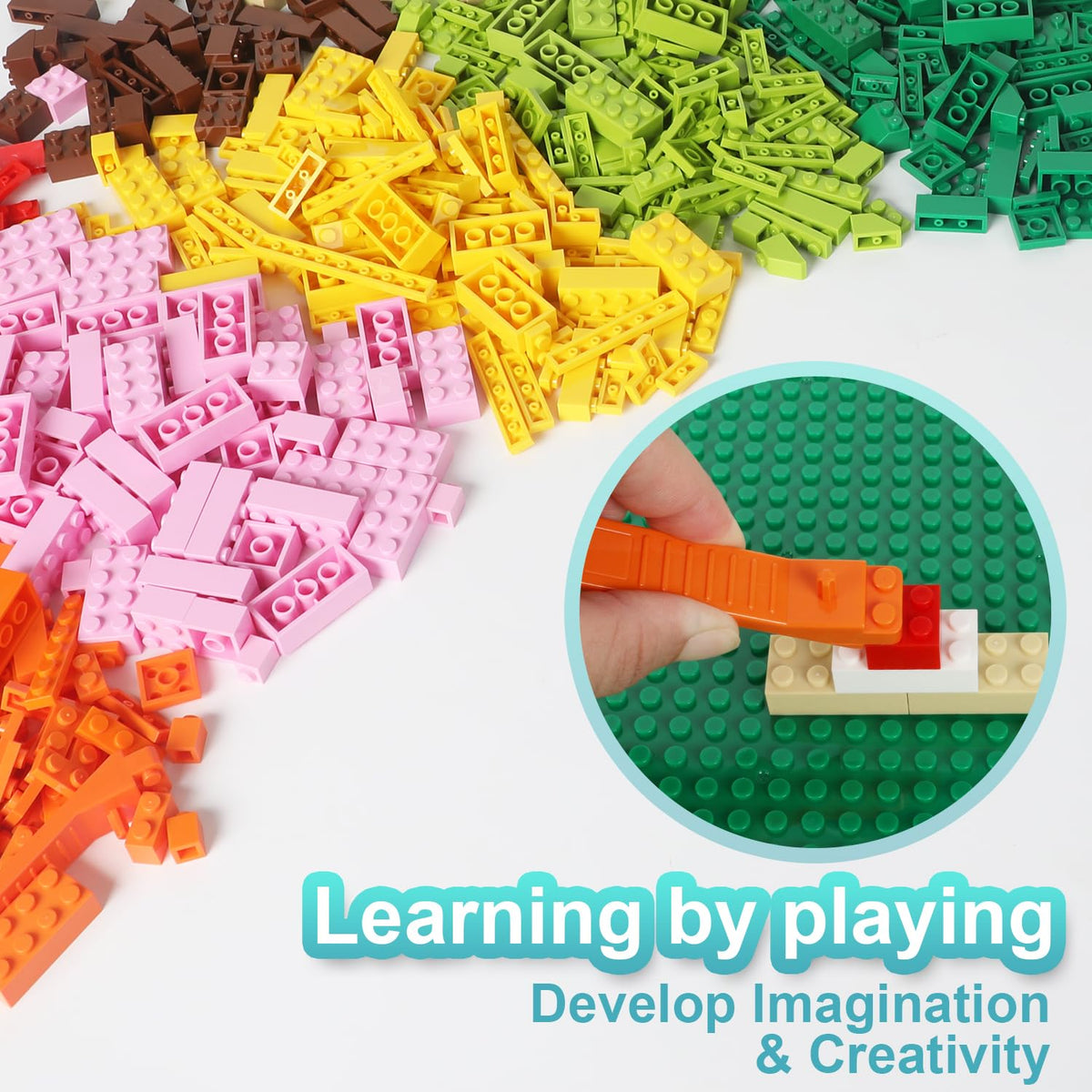 1000 PCS Building Bricks Compatible with Lego Classic - 1000 Pieces Basic Bulk Building Blocks in Random Color - Mixed Shape