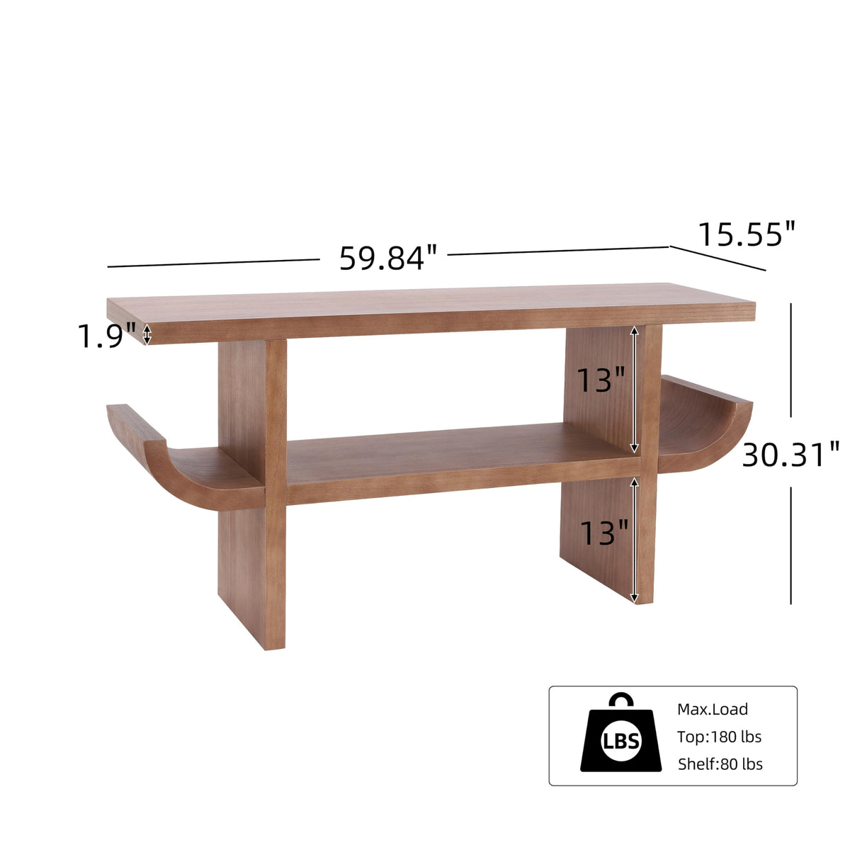 Christopher Knight Home Mesha Modern Console Table with Shelf, Wooden Entryway Table with Open Storage Shelf, Behind The Couch Long Sofa Table for Living Room, Natural Brown