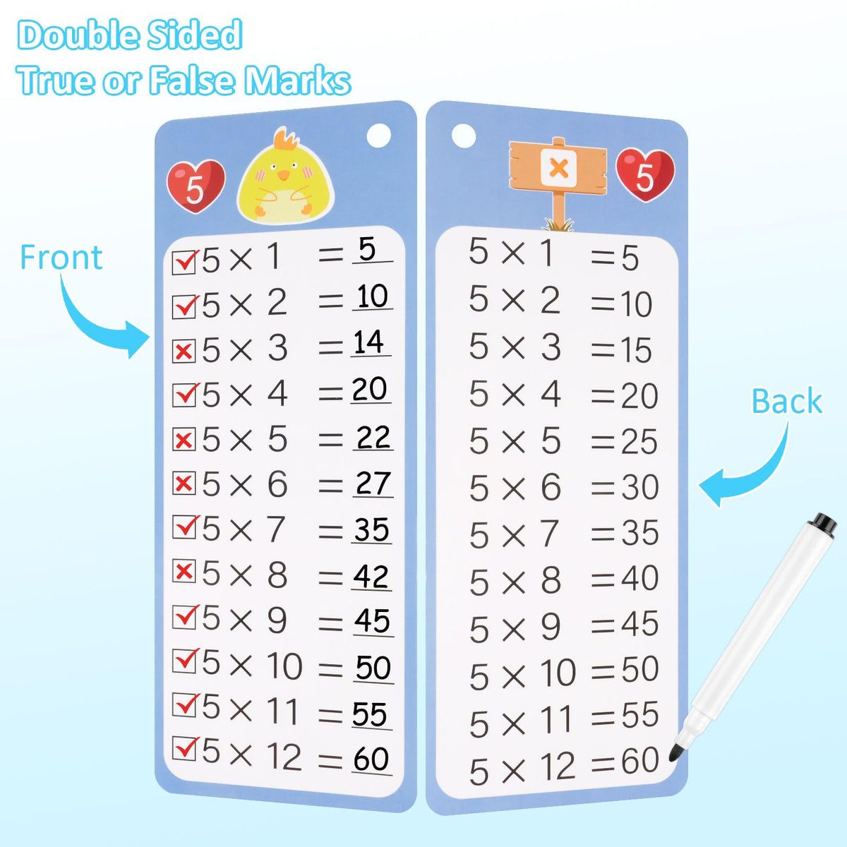 PEASUG Multiplication and Division Flash Cards 30 Pcs, 0-12 Math Flash Cards with 4 Dry Erase Pens 2 Rings, Educational Time Table Flash Cards for 1st-3rd Graders Multiplication Game