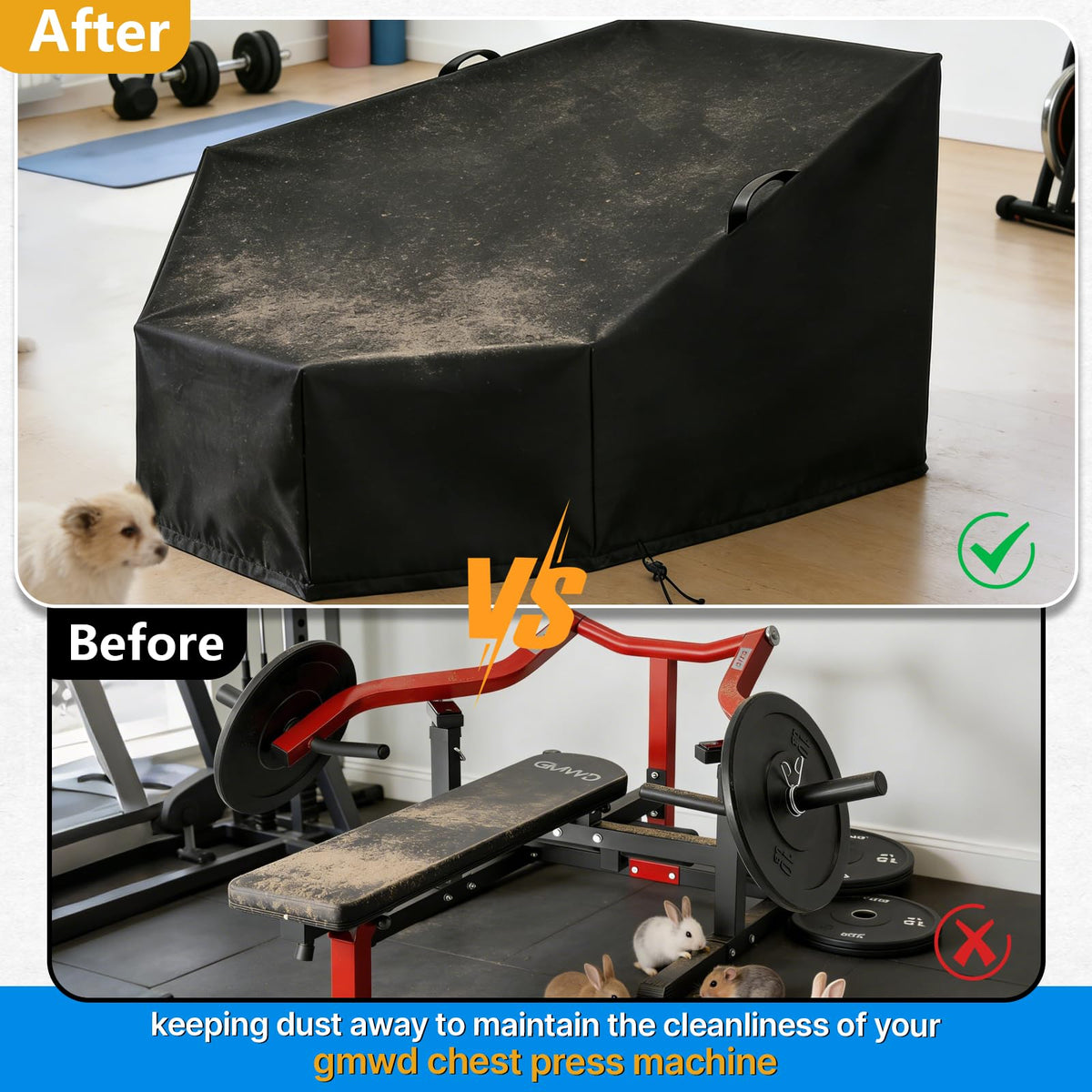 Letsteel Leg Extension and Curl Machine Cover compatible with GMWD(Cover Only), 420D Chest Press Machine Cover, 65.4"L x 56.3"W x 26.8"H, for Home Gym Garage Leg Extension Machine/Fitness Equipment