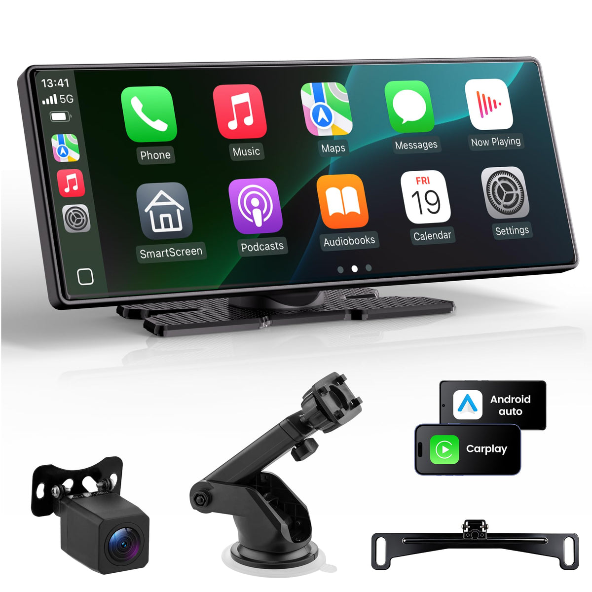 Gikktdr Carplay Screen for Car, 10.26'' Upgrade Wireless CarPlay & Android Auto Car Play Screen with 60PFS,1080P Backup Camera (with a Camera Bracket), GPS Navigation, Voice Control for All Vehicles