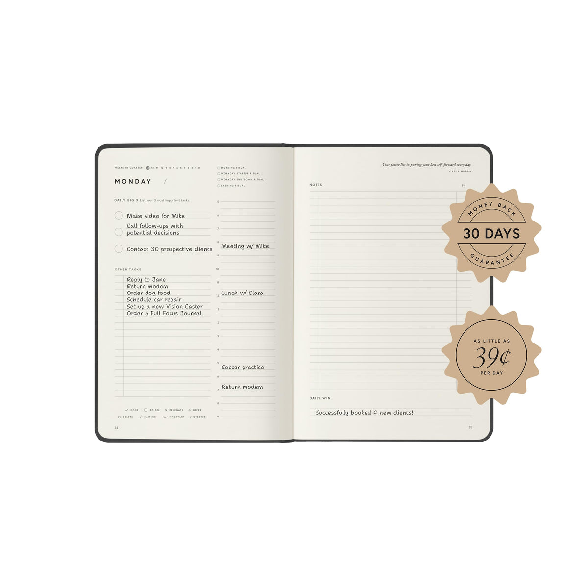 Full Focus Latte Linen Planner by Michael Hyatt - The #1 Daily Planner to Set Annual Goals, Increase Focus, Eliminate Overwhelm, and Achieve Your Biggest Goals - Hardcover