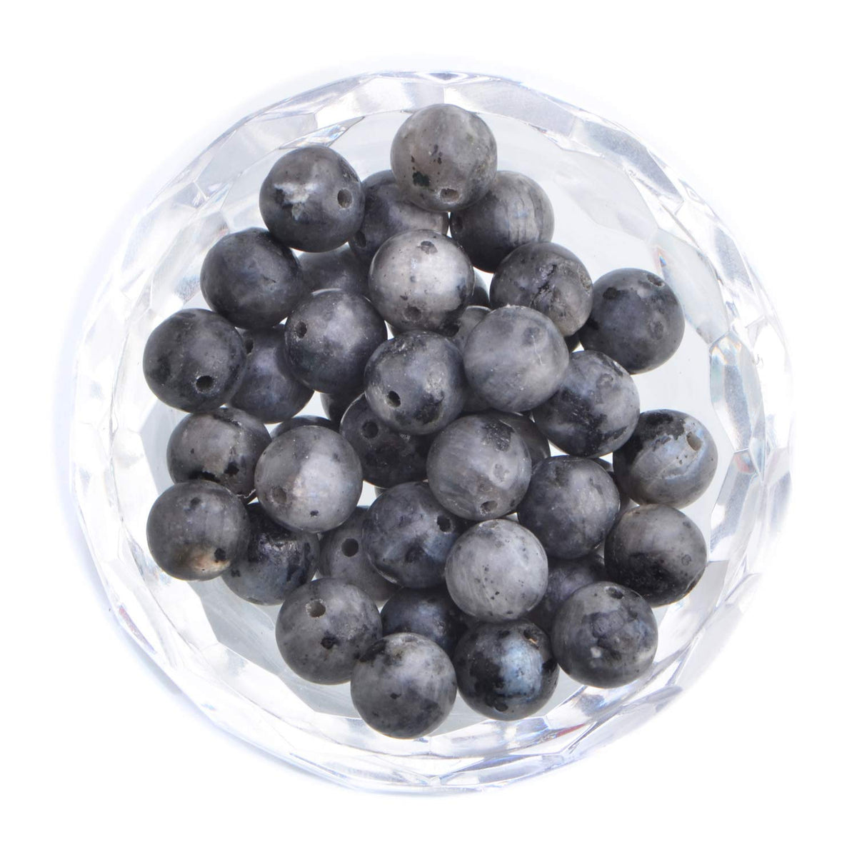 100Pcs Natural Crystal Beads Stone Gemstone Round Loose Energy Healing Beads with Free Crystal Stretch Cord for Jewelry Making (Larvikite Labradorite, 8MM)