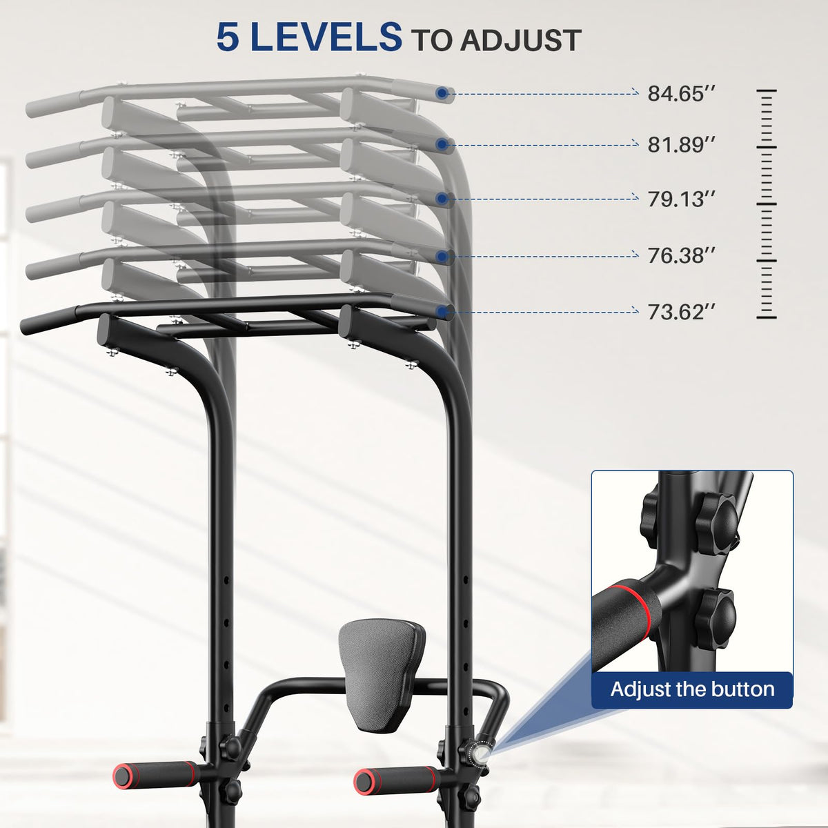 BangTong&Li Power Tower, Pull Up Bar Dip Station/Stand for Home Gym Strength Training Workout Equipment (Black-02)