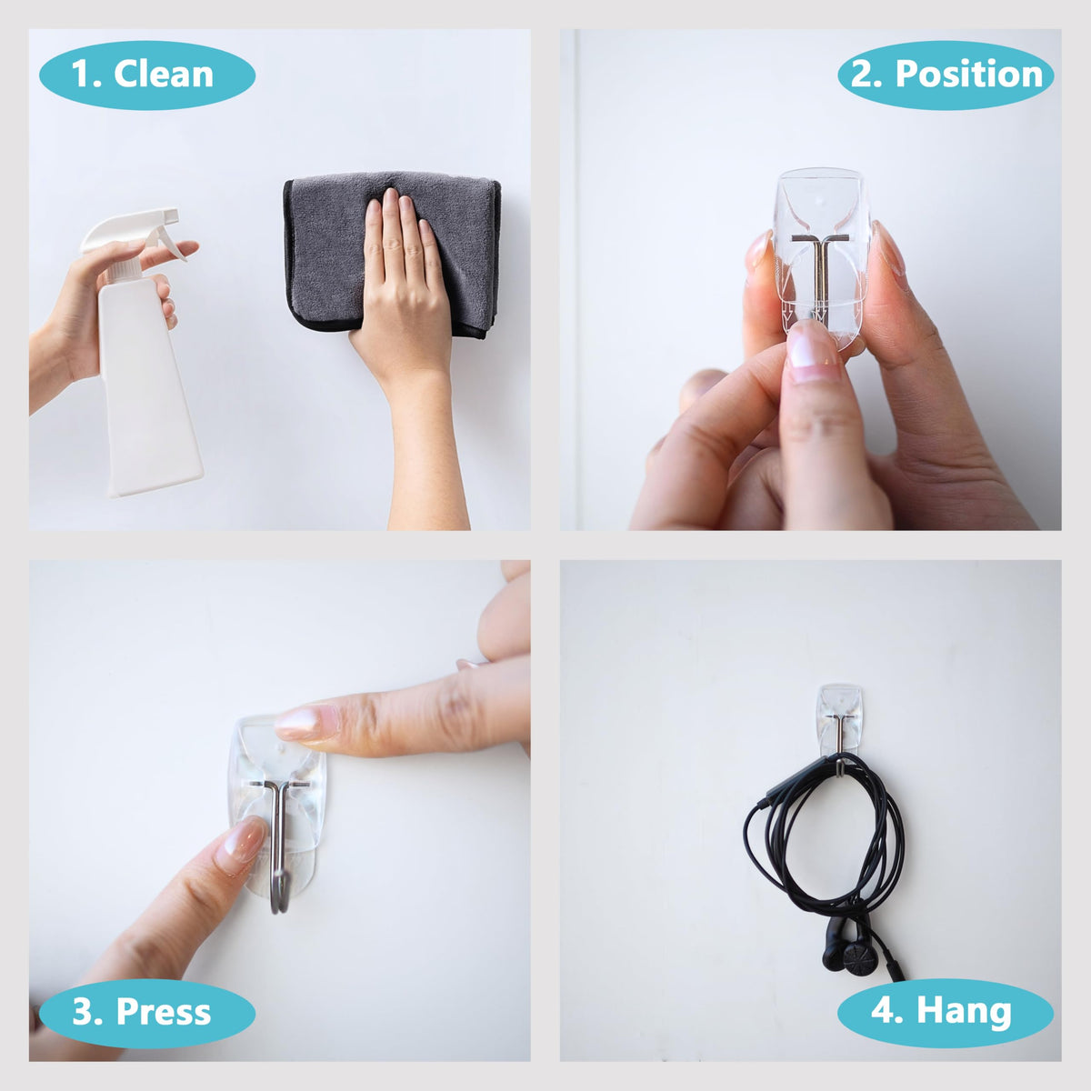 MOVELYST 32 Small Hooks+40 Removable Strips, White Wire Hanger Hooks, Heavy Duty with Adhesive Strips, Damage-Free Utility Hooks, No Tools Wall Hook for Hanging, Value Pack