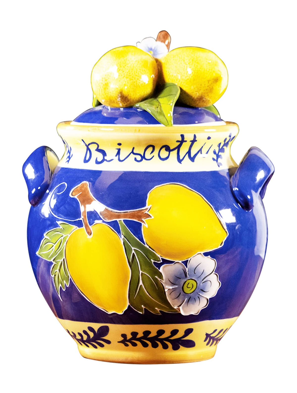 Blue Sky Clayworks Lemon Cookie Jar, 8 × 8 × 9.75 inches, Ceramic, Multicolor