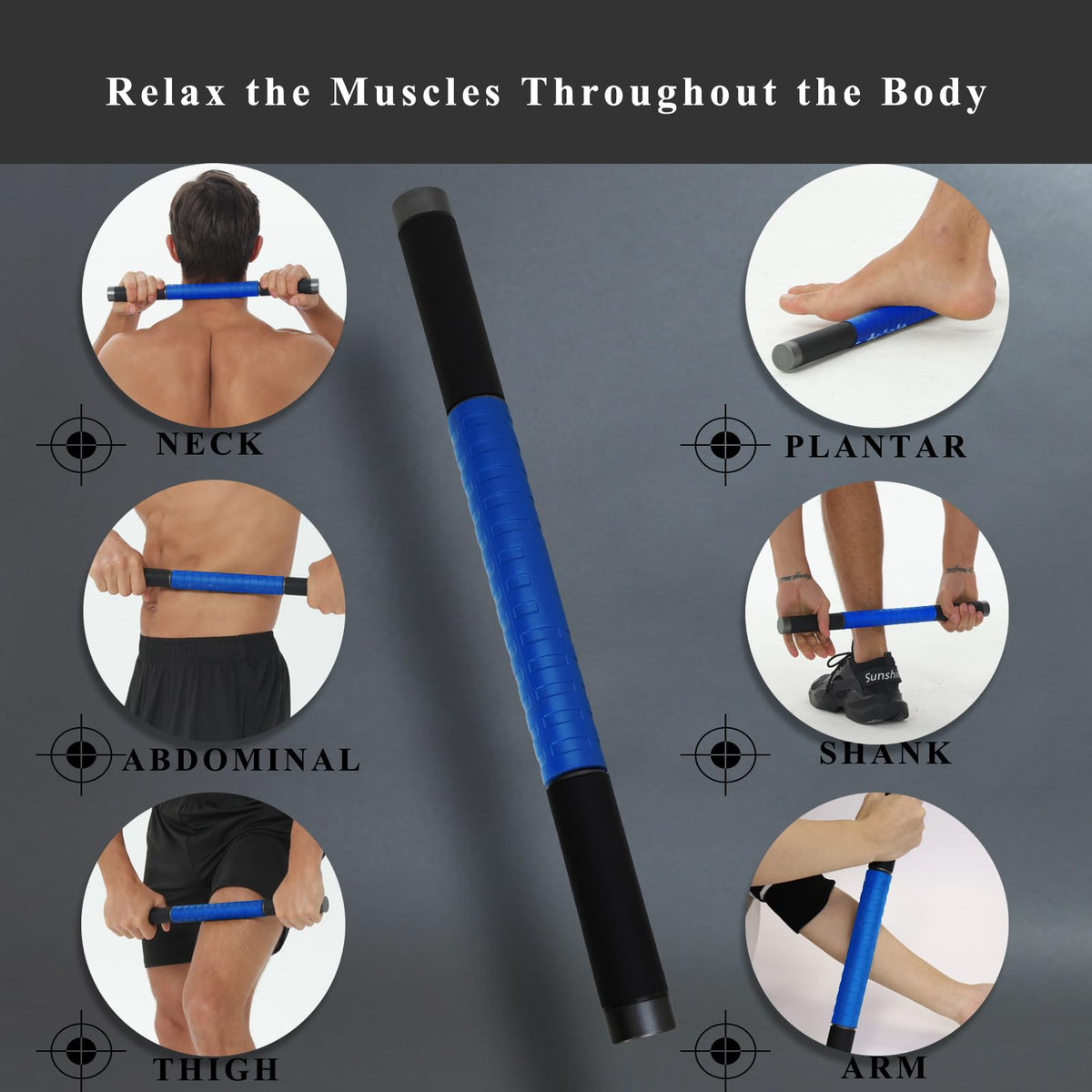 Muscle Roller Massage Stick for Legs Massager Roller-Calf Roller Deep Tissue Release Muscle Soreness, Trigger Points for Legs, Neck, Calves, Thighs, Shins, Back (Blue)