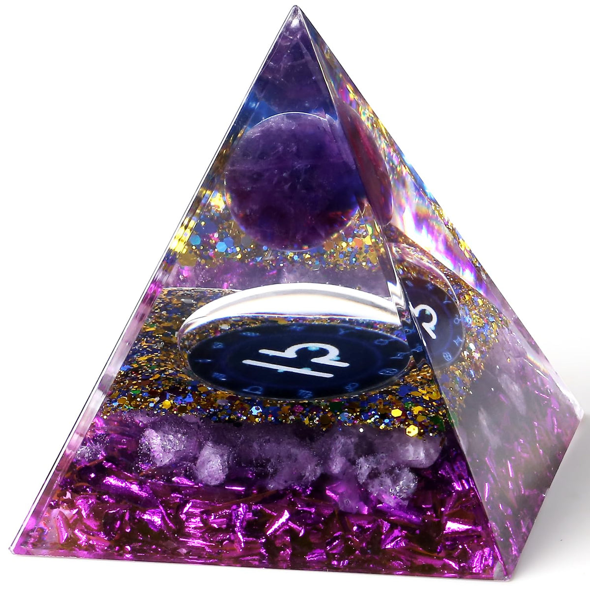 YATOJUZI 12 Zodiac Libra Birthday Gifts for Women Men Amethyst Healing Crystals Natural Crystal Stones Gemstones Orgonite Chakra Reiki Lucky Energy Purple Decor for Office Desk Decorations
