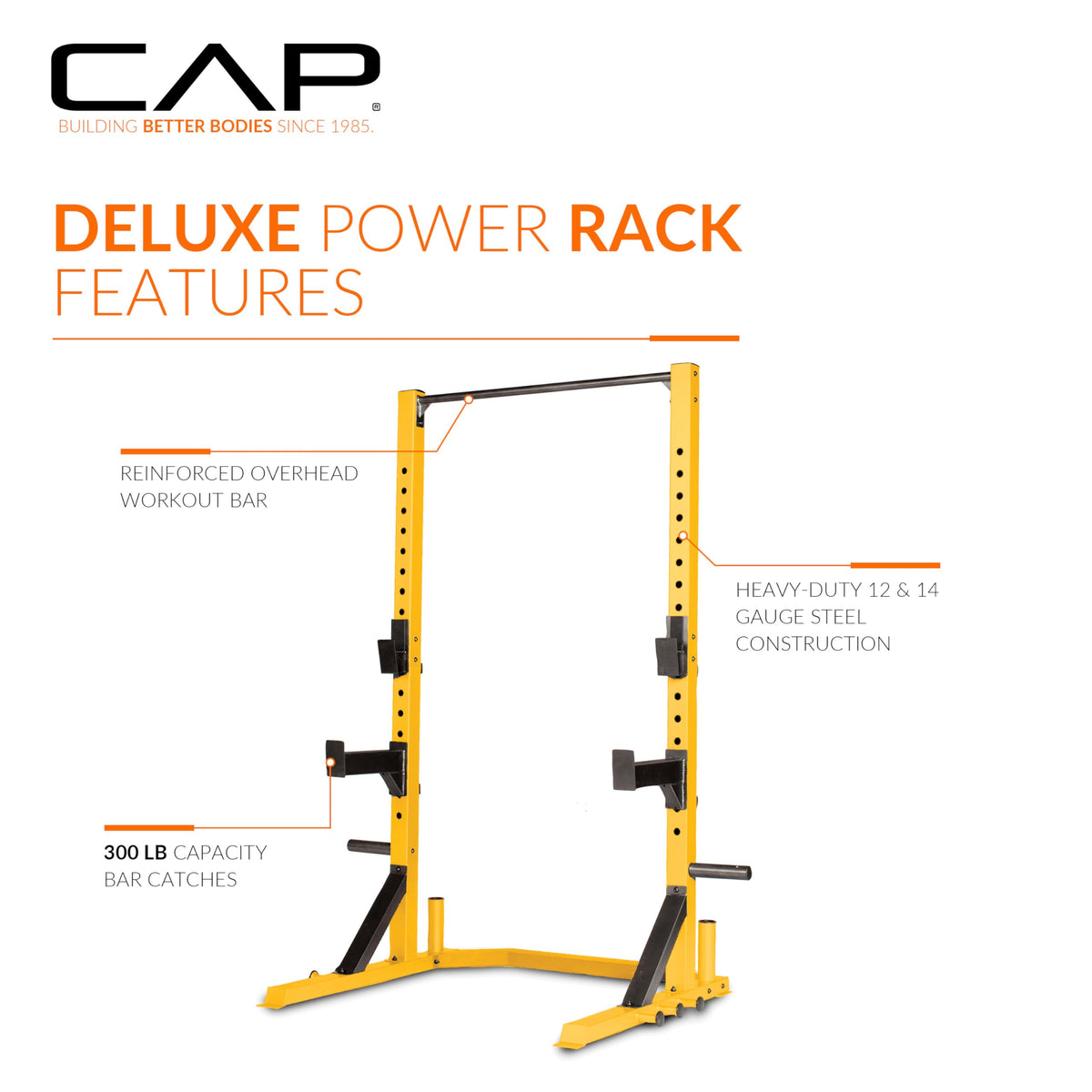 CAP Barbell FM-8000F Deluxe Power Rack, Yellow