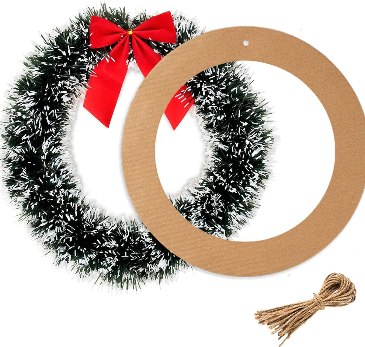 20 Pieces Large Hanging Round Wreaths 12Inch Cardboard Wreath Rings for DIY Crafts Paper Round Circle Christmas Hanging Ornaments Decorations with Hole Twine for Wedding Christmas Valentines Day Decor