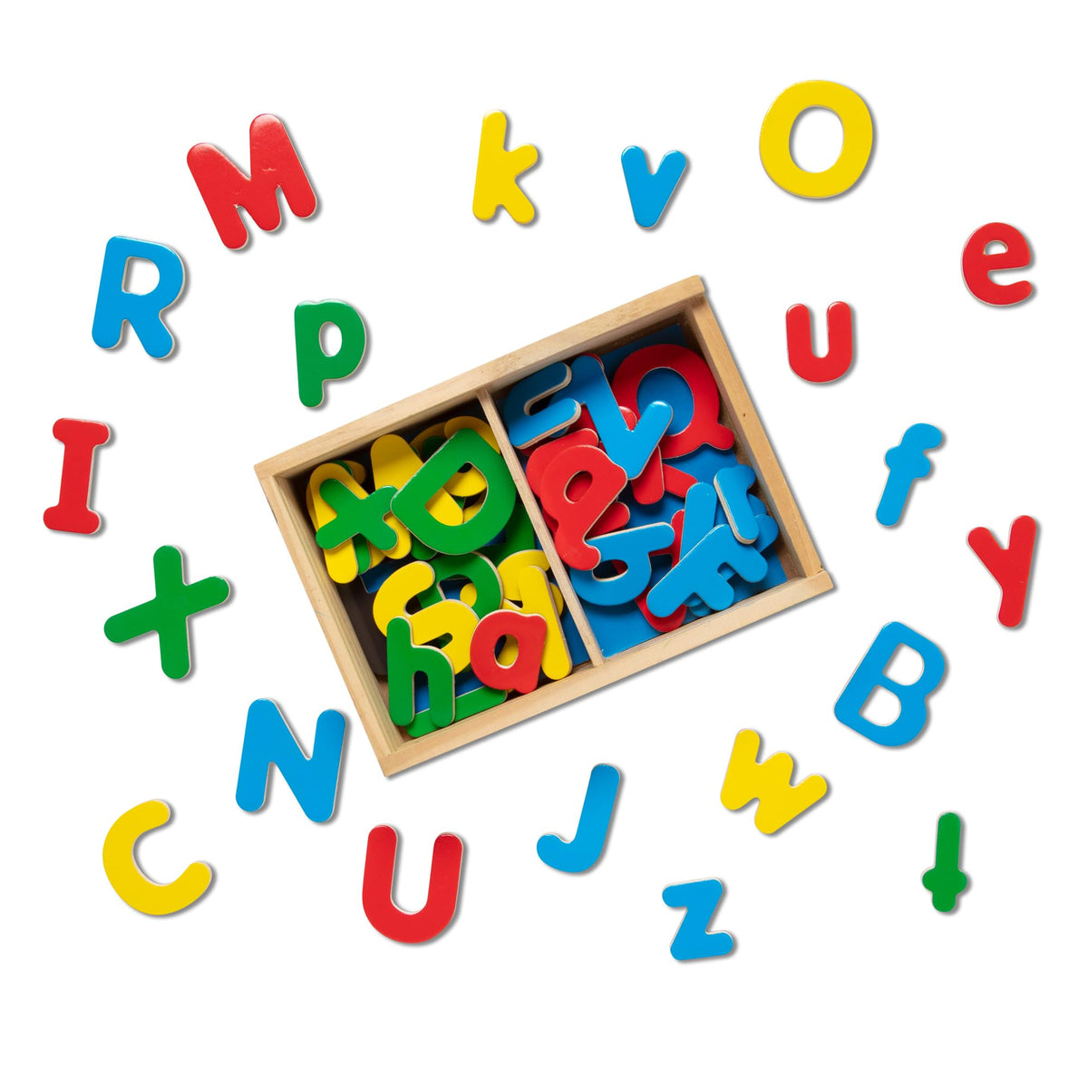 Melissa & Doug 52 Wooden Alphabet Magnets in a Box - Uppercase and Lowercase Letters