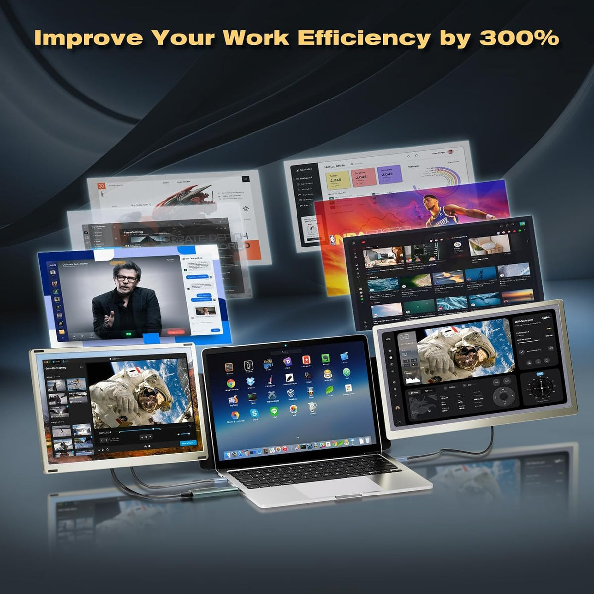 Teamgee 15.6" Laptop Screen Extender | Portable Monitor for 13-17” Mac/Windows Laptops | 120% sRGB FHD, Metal Stand, 235° Rotation, Ideal for Hybrid Work