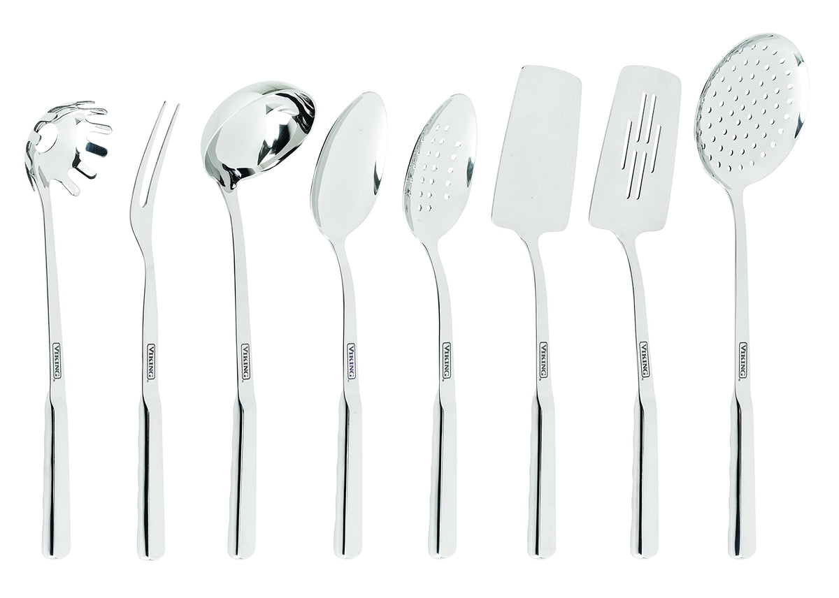 Viking Culinary 3-Ply Stainless Steel Hammered Copper Clad Cookware Set, 10 Piece, Oven Safe & Culinary 304 Stainless Steel Kitchen Utensil Set, Ergonomic Stay-Cool Handles