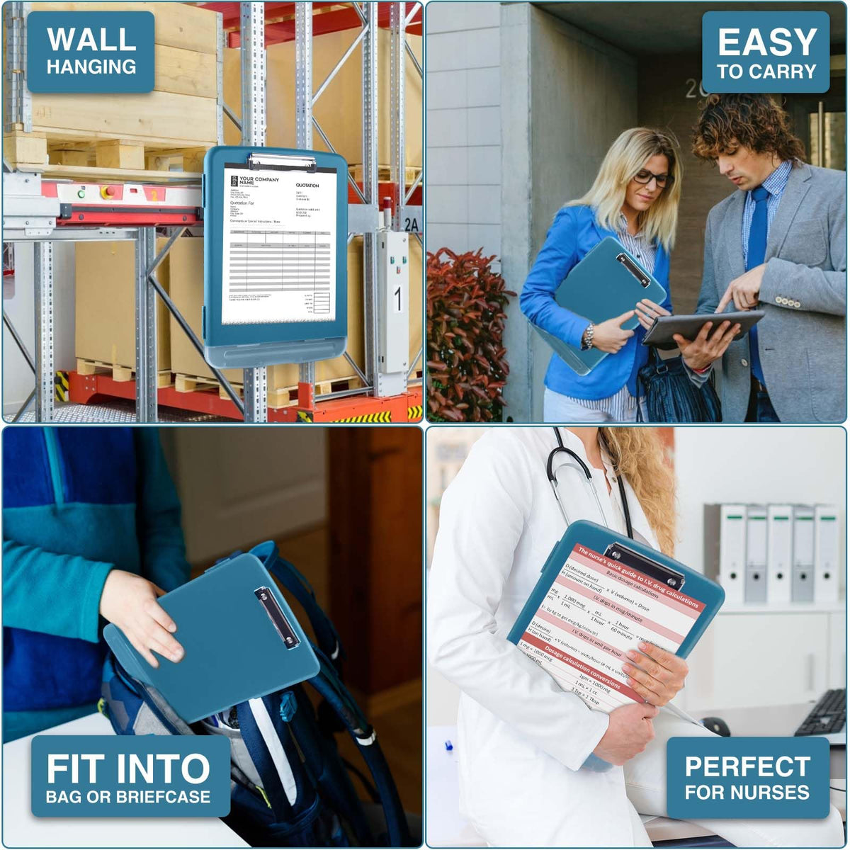 Sooez Clipboards with Storage, High Capacity Clip Boards 8.5x11 with Storage, Heavy Duty Nursing Clipboard Folder, Plastic Clipboard with Pen Holder for Women Teachers Work, School & Office Supplies