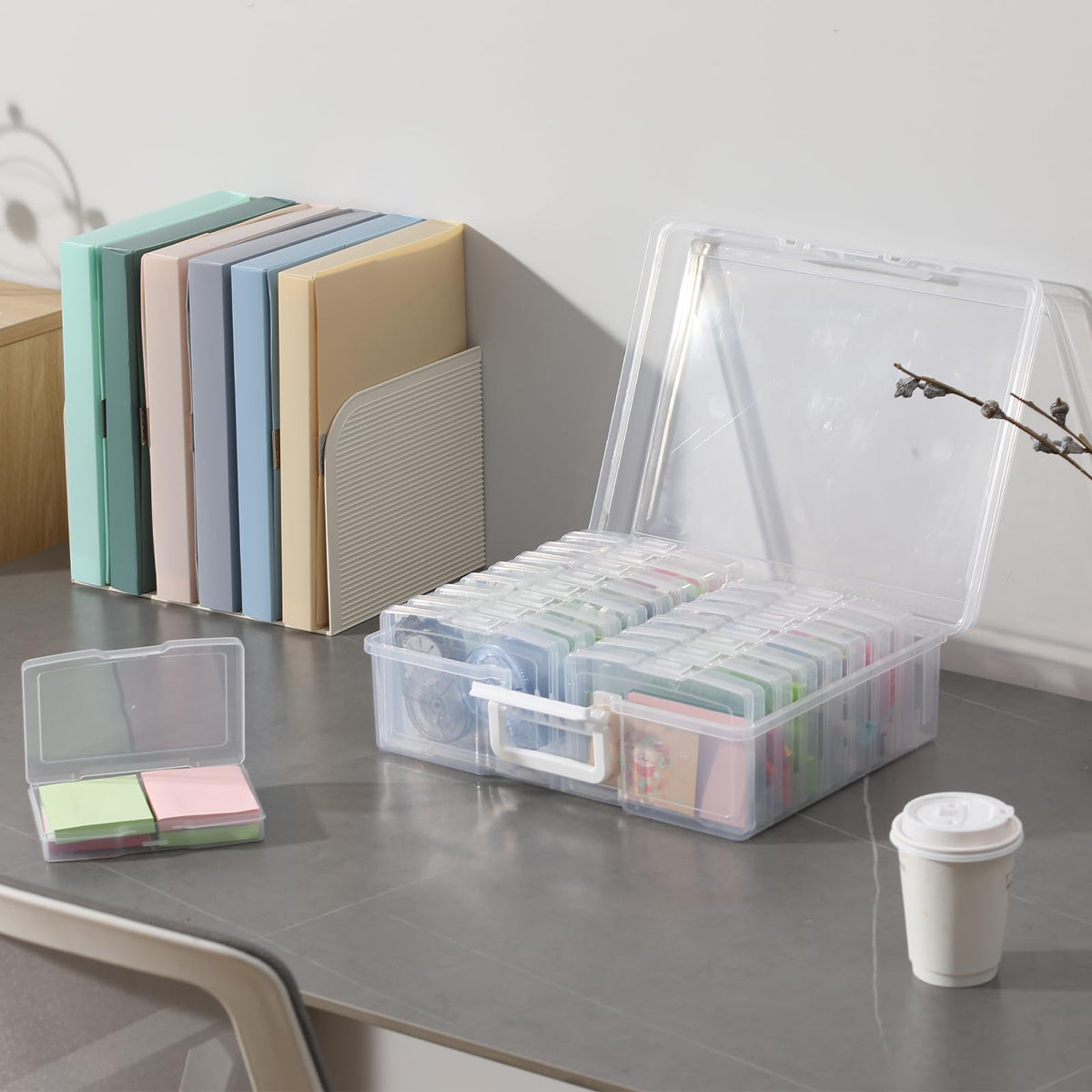 novelinks Transparent 4" x 6" Photo Cases and Clear Craft Keeper with Handle, 16 Inner Photo Organizers & Photo Storage Box, Plastic Photo Storage Containers (Clear)