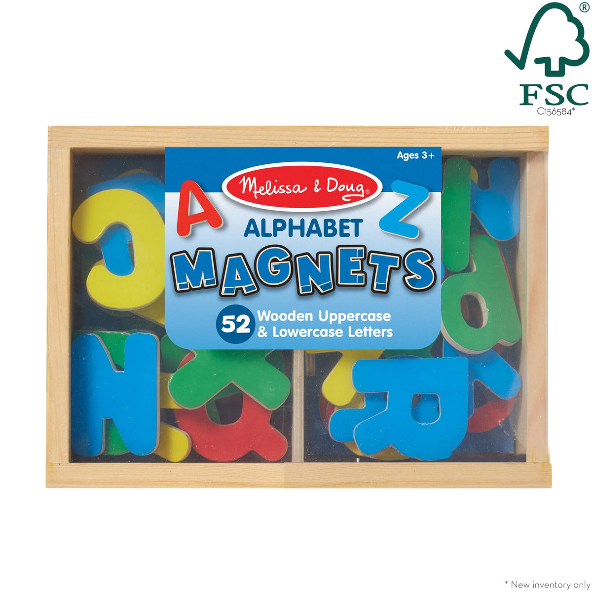 Melissa & Doug 52 Wooden Alphabet Magnets in a Box - Uppercase and Lowercase Letters