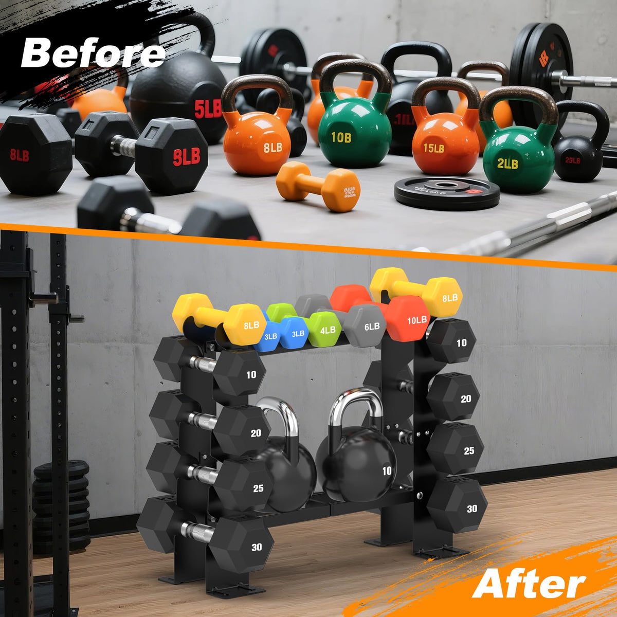DERACY Dumbbell Rack Stand Only, 5 Tier Black Dumbbell Stand for Home Gym, Heavy Duty Steel Weight Rack Holds 8-30LB Pairs, 450LBS Capacity Free Weight Storage Organizer for Strength Training Equipment