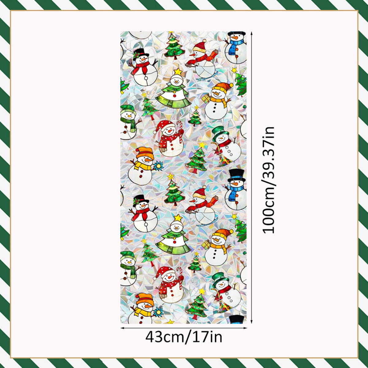 Christmas Window Privacy Film Xmas Stained Glass Decal Snowman Rainbow Windows Clings Decorative Xmas Tree Designs Window Clings Static Windows Film Stickers for Home Office Glass Decor
