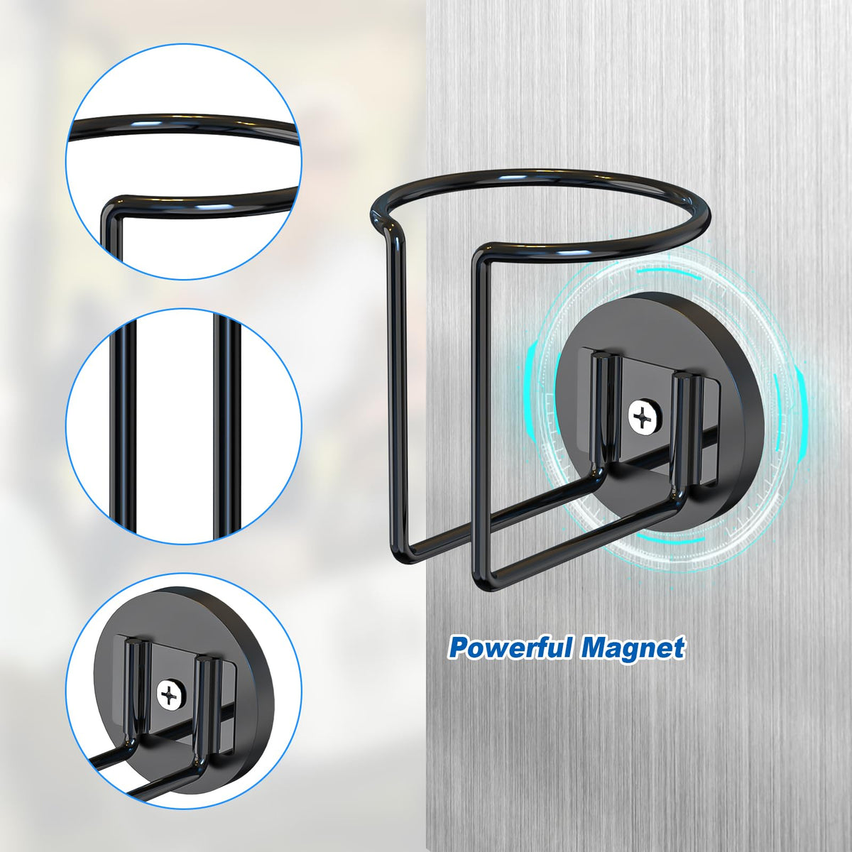 2 Pcs Magnetic Cup Holder, Magnetic Drink Holder for Tractor Refrigerator Treadmill Mower Truck Rv Boat Metal Surface