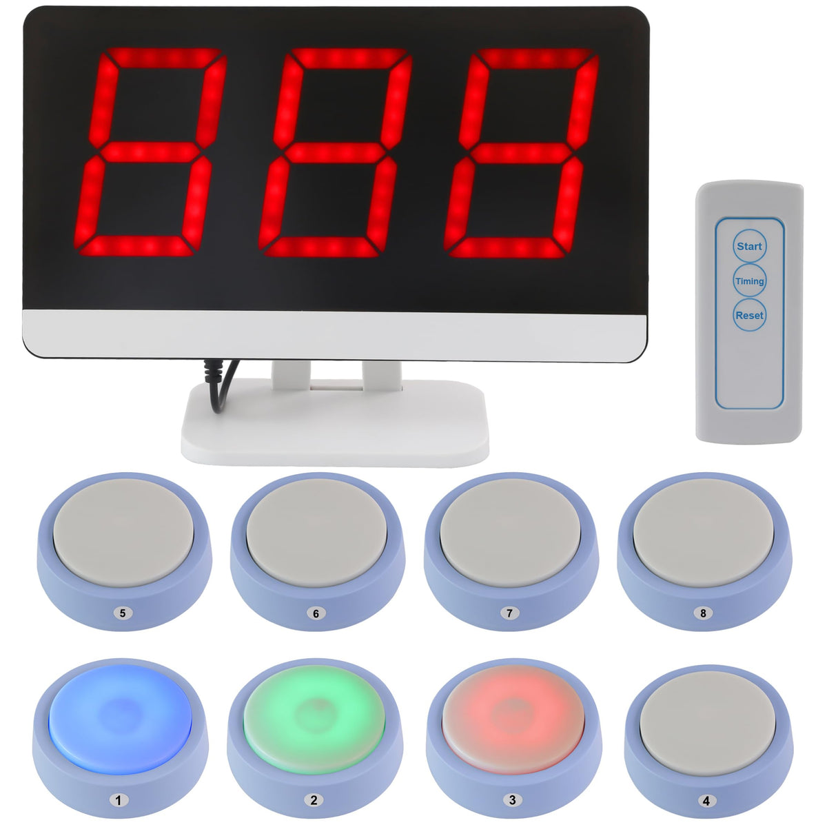 LOUKIENE Wireless Quiz Answer Game Buzzer System Gameplay 262ft for Game Show Family Game Nights Debate Contests in Companies Offices School Contest Classroom Trivia Nights (8 Buttons Set)