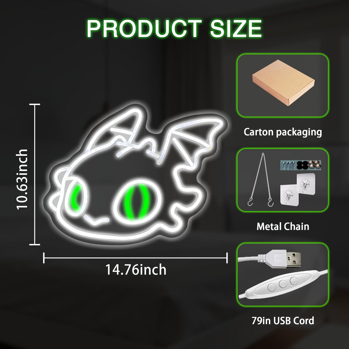 Dragon Neon Sign, Cute Dimmable Led Neon Night Lights Up Anime Decor for Bedroom Living Room Man Cave Home Bar Wall Decoration, Birthday Party Christmas Gifts for Kids Girls Boys Adults (Dragon)