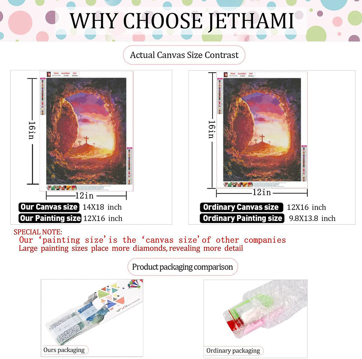 Jethami Diamond Painting Kits for Adults,Jesus Religious Christ Cross Diamond Art Kits for Adults Beginners 14x18 in