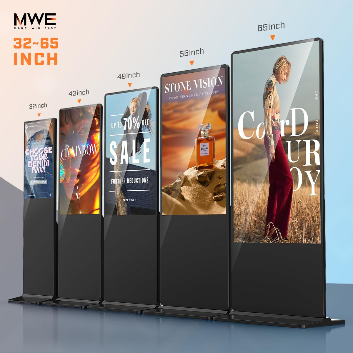 QIXZOCV MWE 43 Inch Indoor Digital Signage Touchscreen Kiosk Floor Standing Advertising Display LCD Totem Interactive Display Poster Android System with Auto Media Player