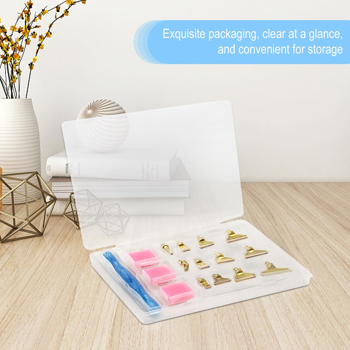 22PCS DIY Diamond Art Pen Painting Tool Set - Metal Threaded Tip Accessories Gem Resin Dotting Pen Supplies Kit (Blue Pen + 12 Tips + 9 Dotting Clay)