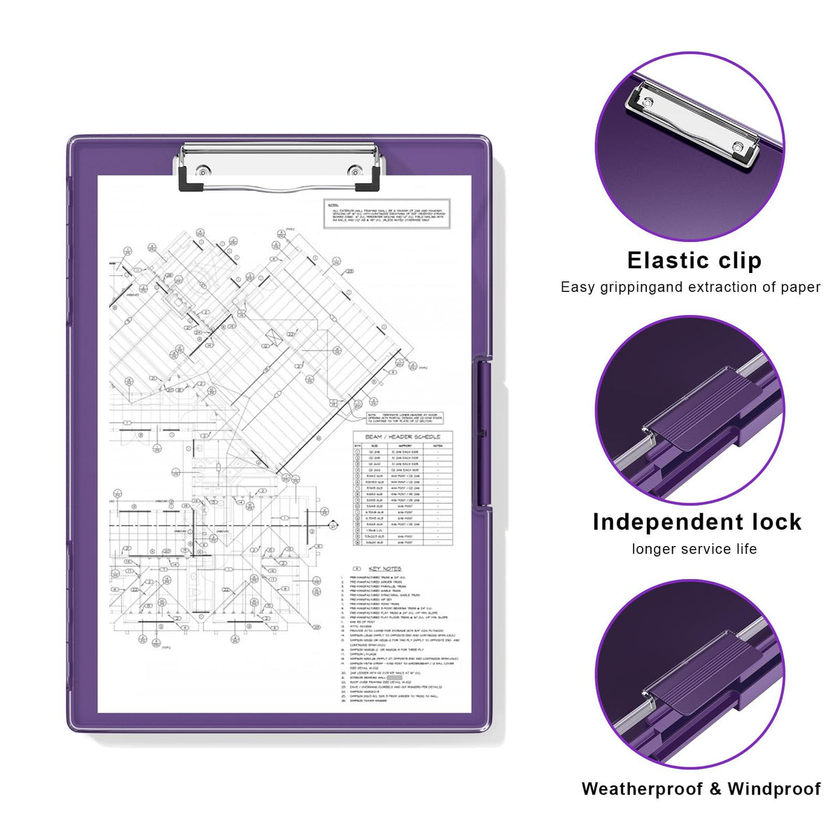 Hongri Clipboard with Storage, Purple 8.5 x 11 Folder Nursing Side Opening, Heavy Duty with Dual Compartment, Smooth Writing for Teachers, Classroom, Size 13.3 x 9.4 x 1.5 in, Office & School Supplies