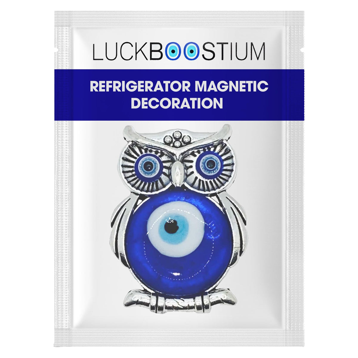LUCKBOOSTIUM Decorative Owl Magnet for Refrigerator, Office, Locker, Whiteboard – Metal Alloy Charm with Evil Eye for Good Luck & Positive Energy – Stylish Kitchen & Home Decor – 1.7 by 1.4 Inches