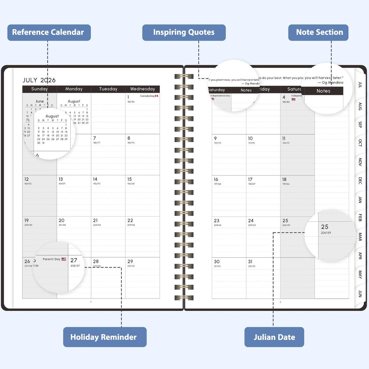 Planner 2026-2027, Weekly and Monthly Academic Planner, July 2026 - June 2027, Hardcover Calendar Agenda Book for School Year Planning, School Supplies for Teacher and Student, A5(6.3'' x 8.5'')
