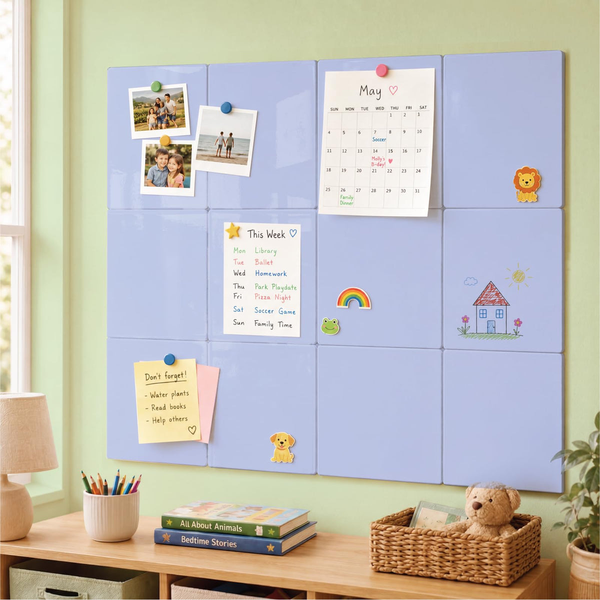 Comix Magnetic Board, 12 Pack Magnetic Whiteboard for wall, 11.8 x 11.8 Inches Dry Erase Board for Kids, Students, White Board Dry Erase Set for Fridge, Office and Home, Blue