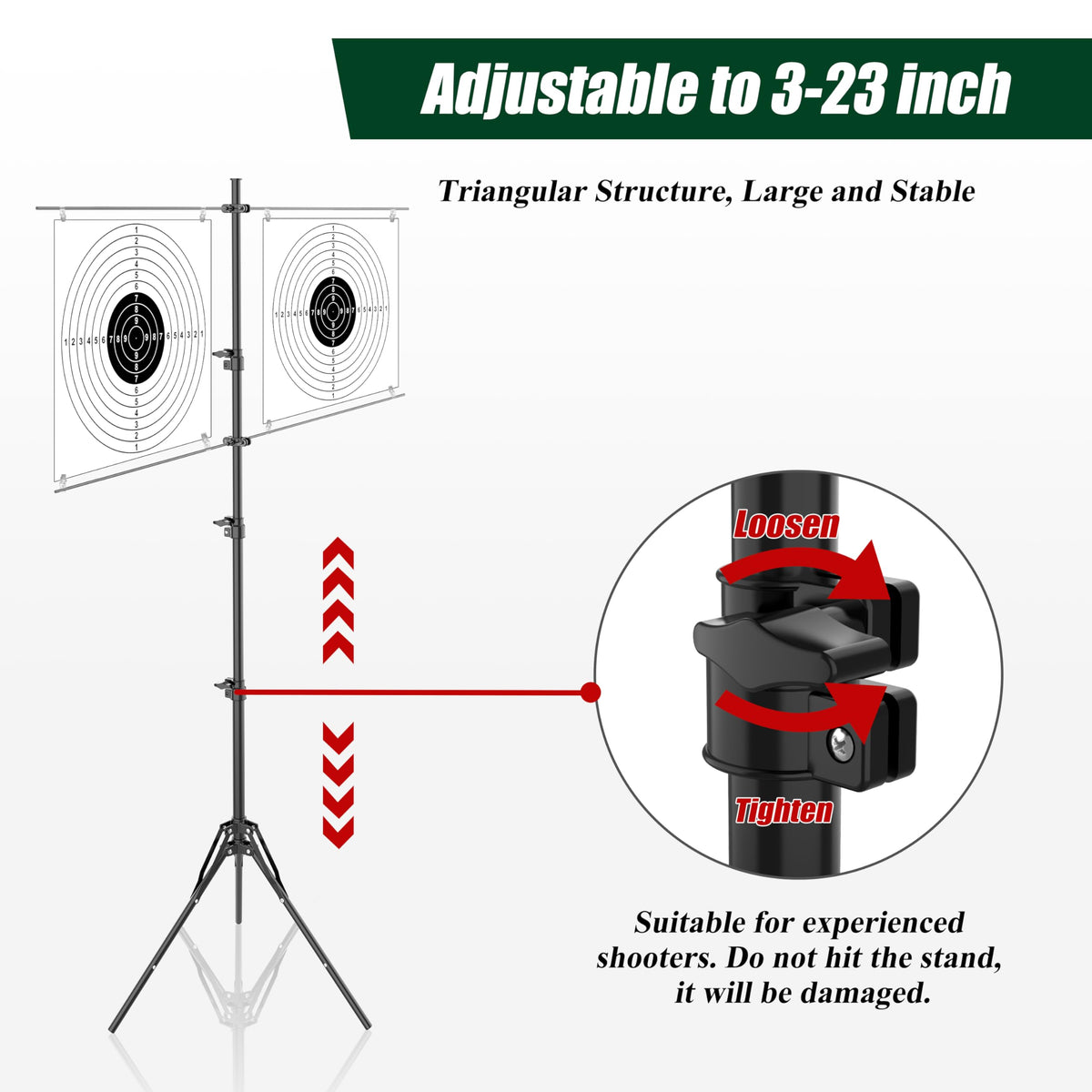 Ideagle Adjustable Target Stand for Shooting Range with 10pcs Paper Targets,Paper Target Stand for BB Gun, Airsoft and Shooting Practice