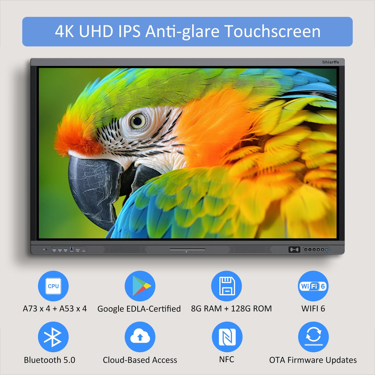 Shiarffe X5 Smart Board 55 Inch 4K Interactive Whiteboard